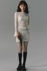 Heavy lace top + long skirt high-end two-piece suit